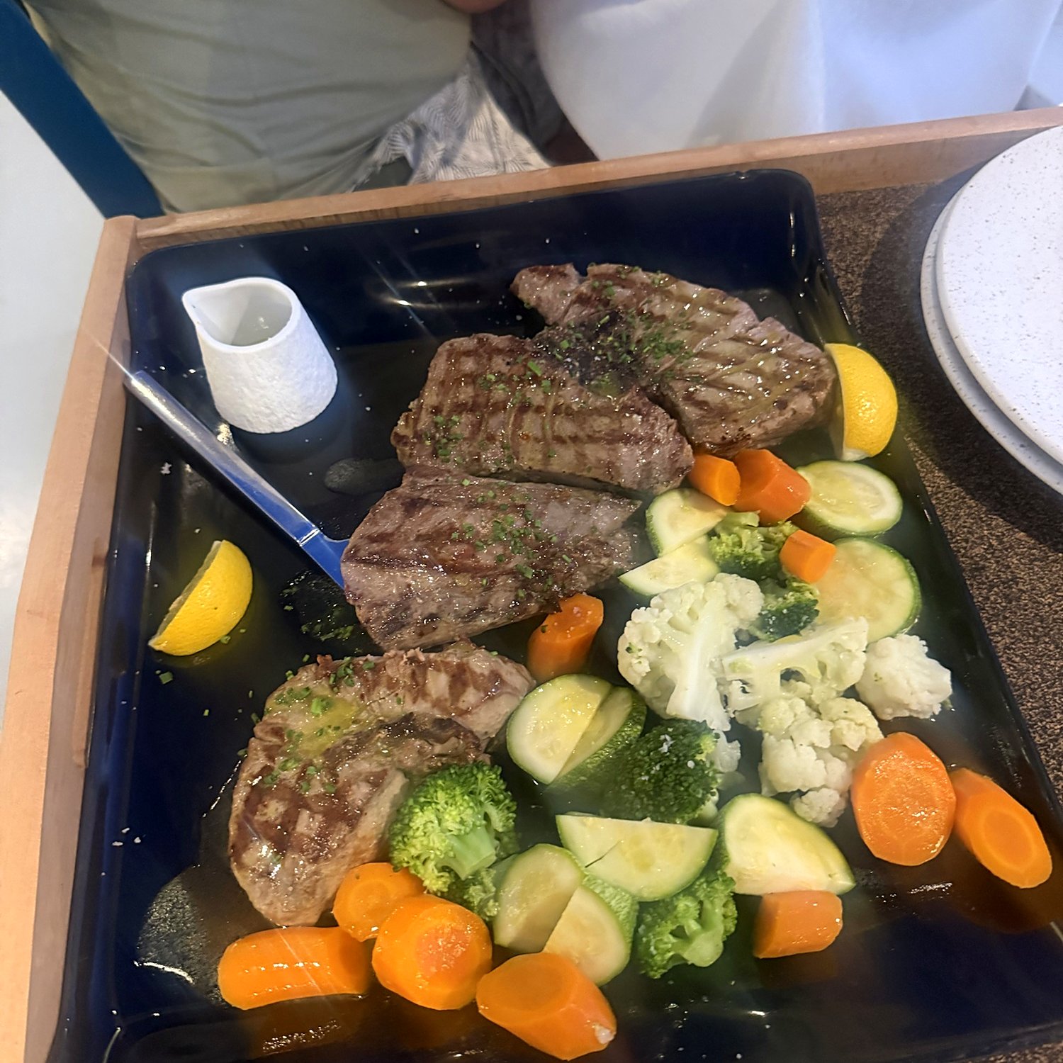 Steak platter from the grill